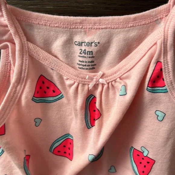 Carters Strawberry button Romper - Picture 2 of 6